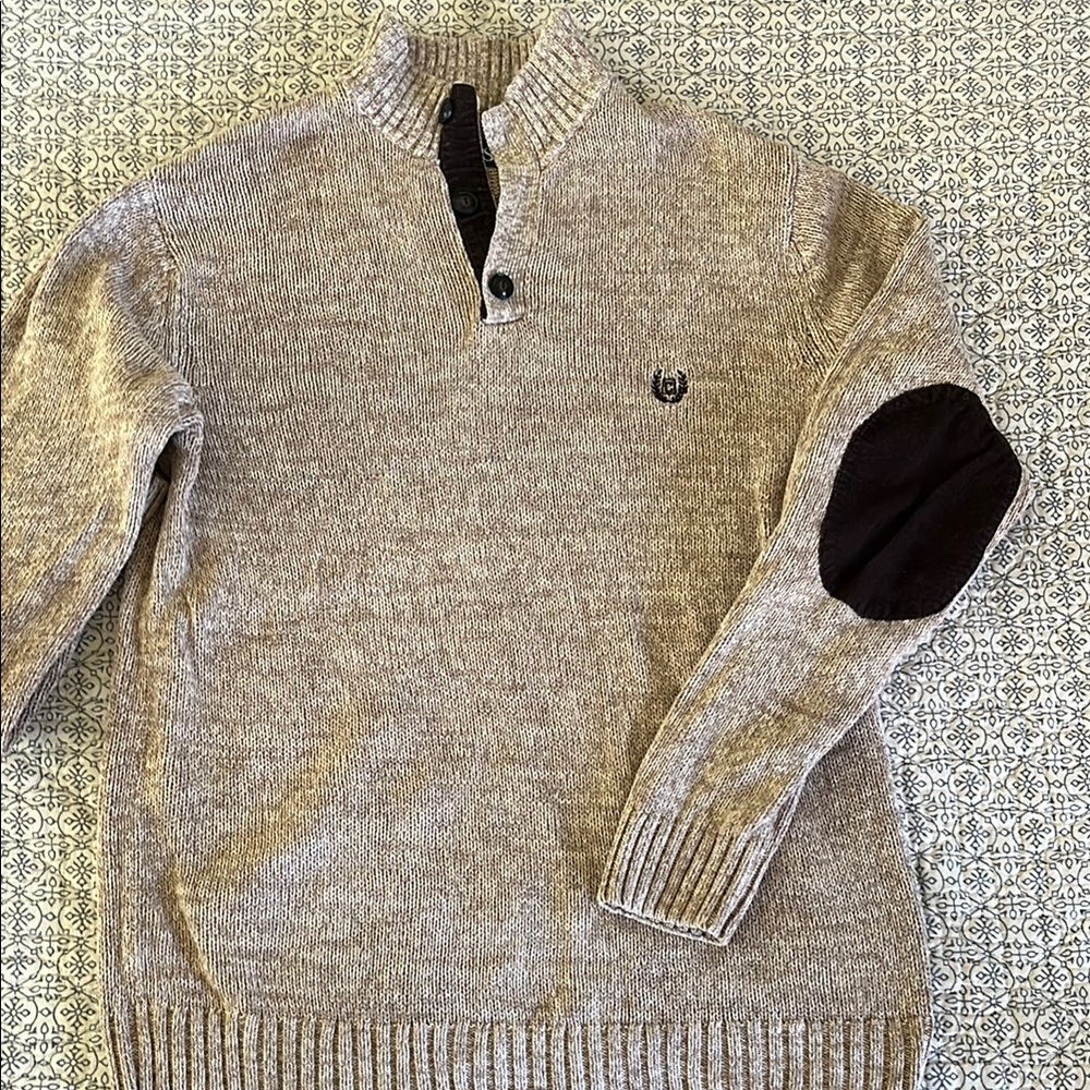 Men's Beige Sweater with Elbow Patches